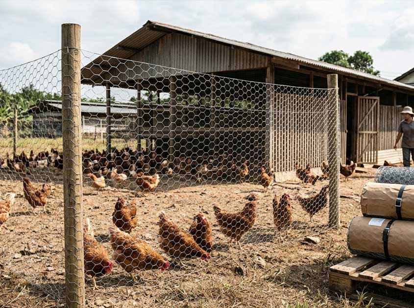 Hexagonal Wire Mesh for Poultry Farming Applications