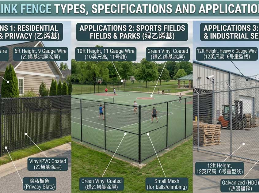 Chain Link Fence Types, Specifications and Applications Guide